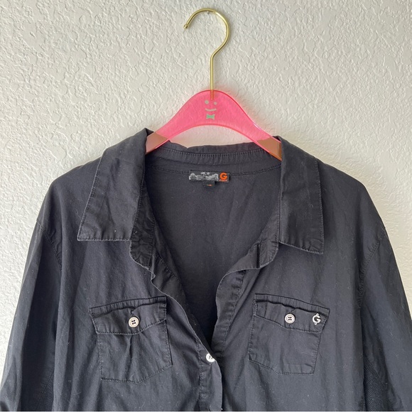 G by Guess Black Button Up Utility Long Sleeve Size Large - Picture 2 of 9